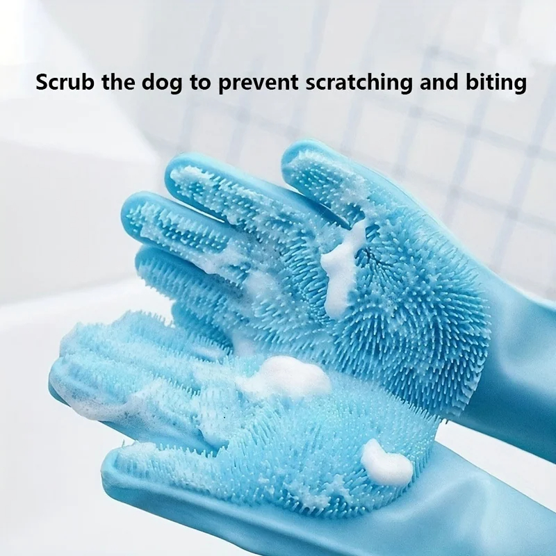 Dish Glove Rubber - Pet Grooming Cleaning Gloves Dog Cat