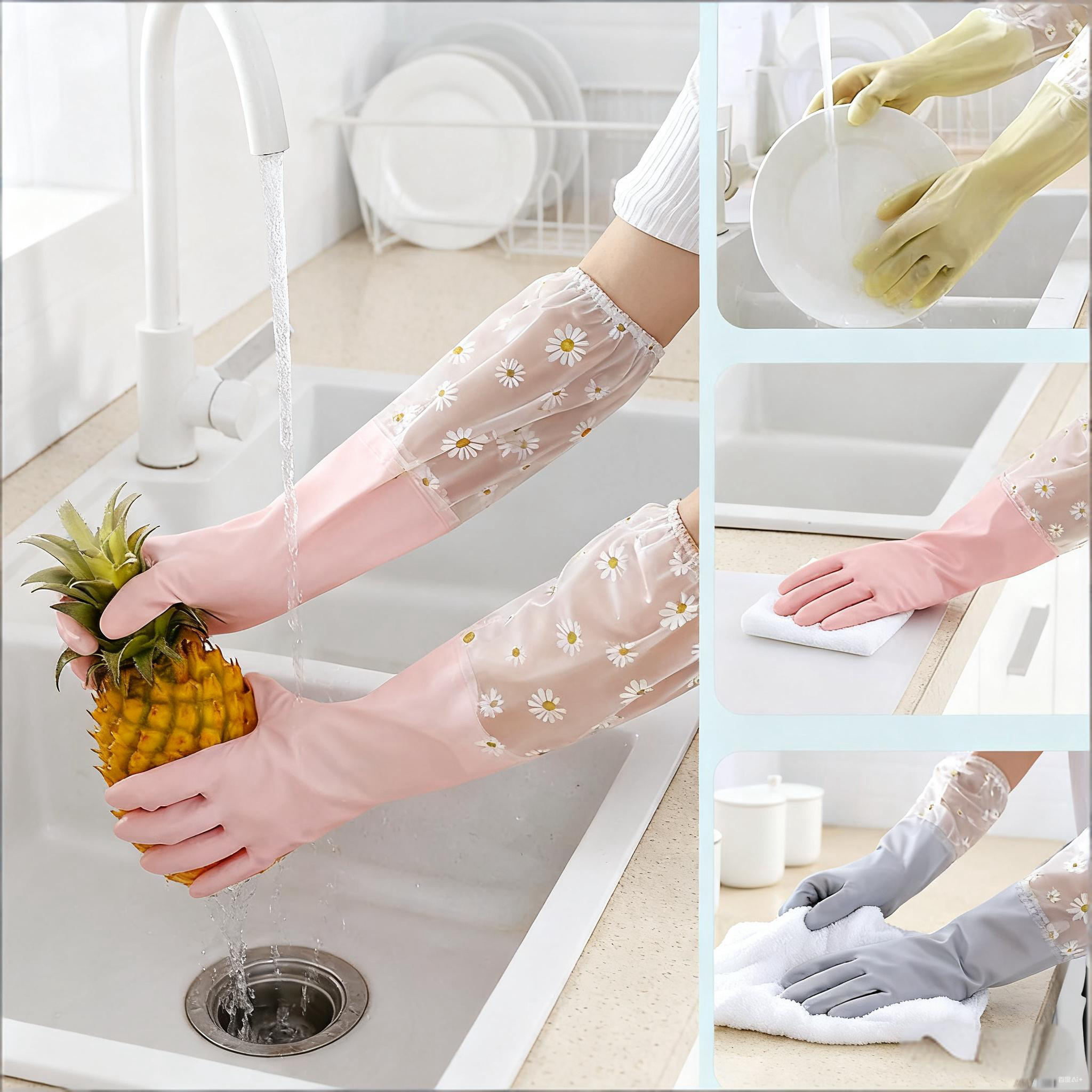 1 Pair Rubber Gloves Long Slee - Dish Glove Rubber recensione e prezzo