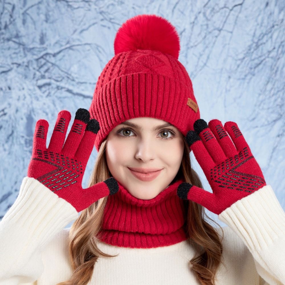 3pcs Hiking Solid Color Hat Sc - Wool Glove Lined recensione e prezzo