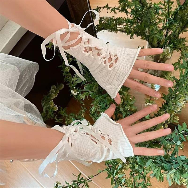 Women Lace‑Up Fingerless Arm S - Fingerless Glove Knit recensione e prezzo