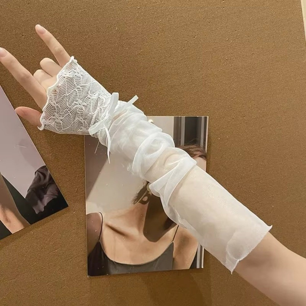 Y2K Lace Ruffle Mesh Gloves Sh - Fingerless Glove Knit recensione e prezzo