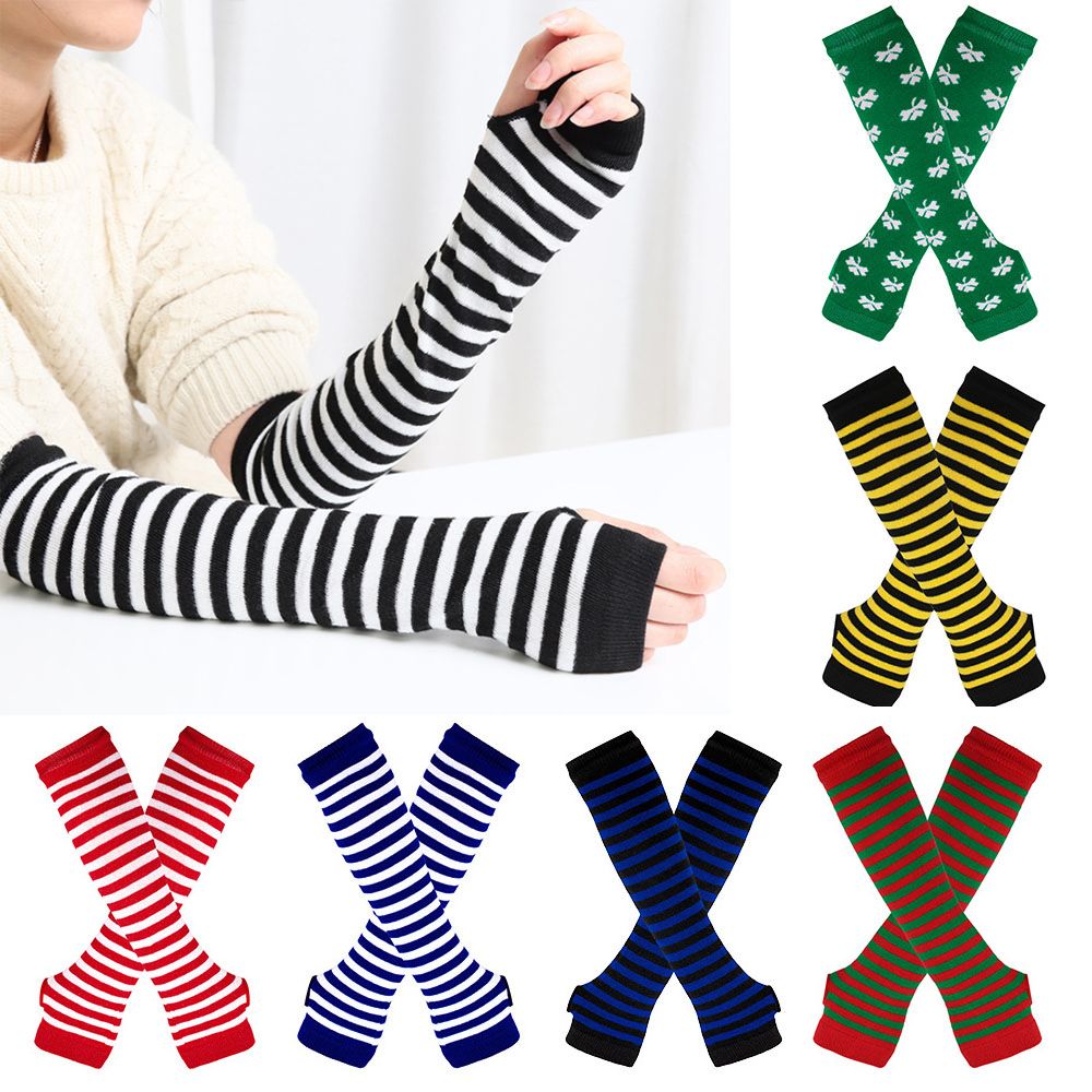 Striped Knitted Handschoenen L - Fingerless Glove Knit recensione e prezzo