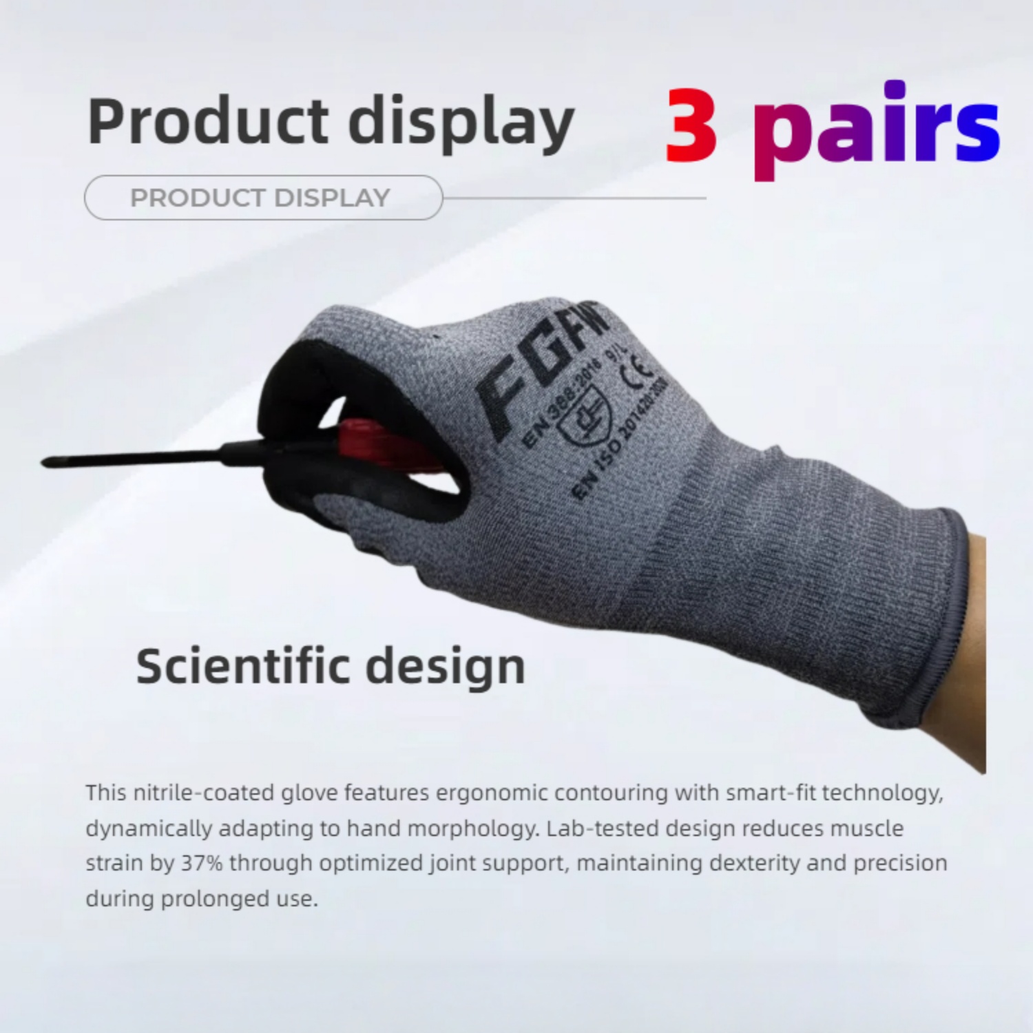3 Pairs Soft Breathable Spande - Nitrile Mechanic Glove recensione e prezzo
