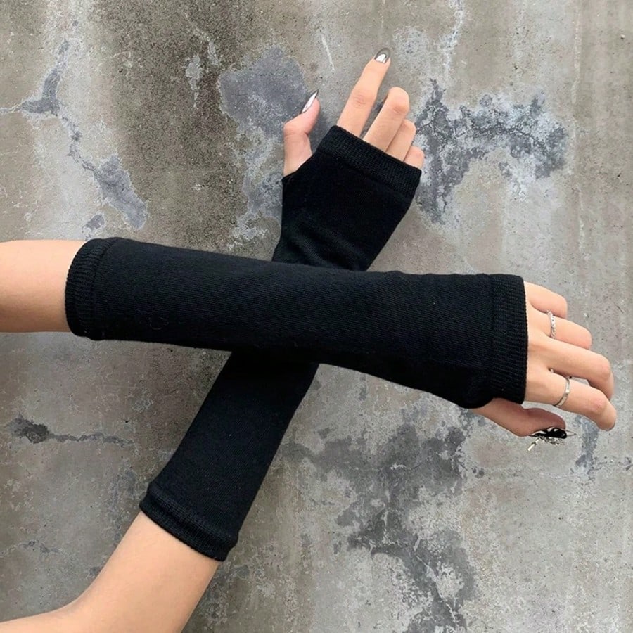 1 Pair Y2K Punk Striped Knitte - Fingerless Glove Knit recensione e prezzo