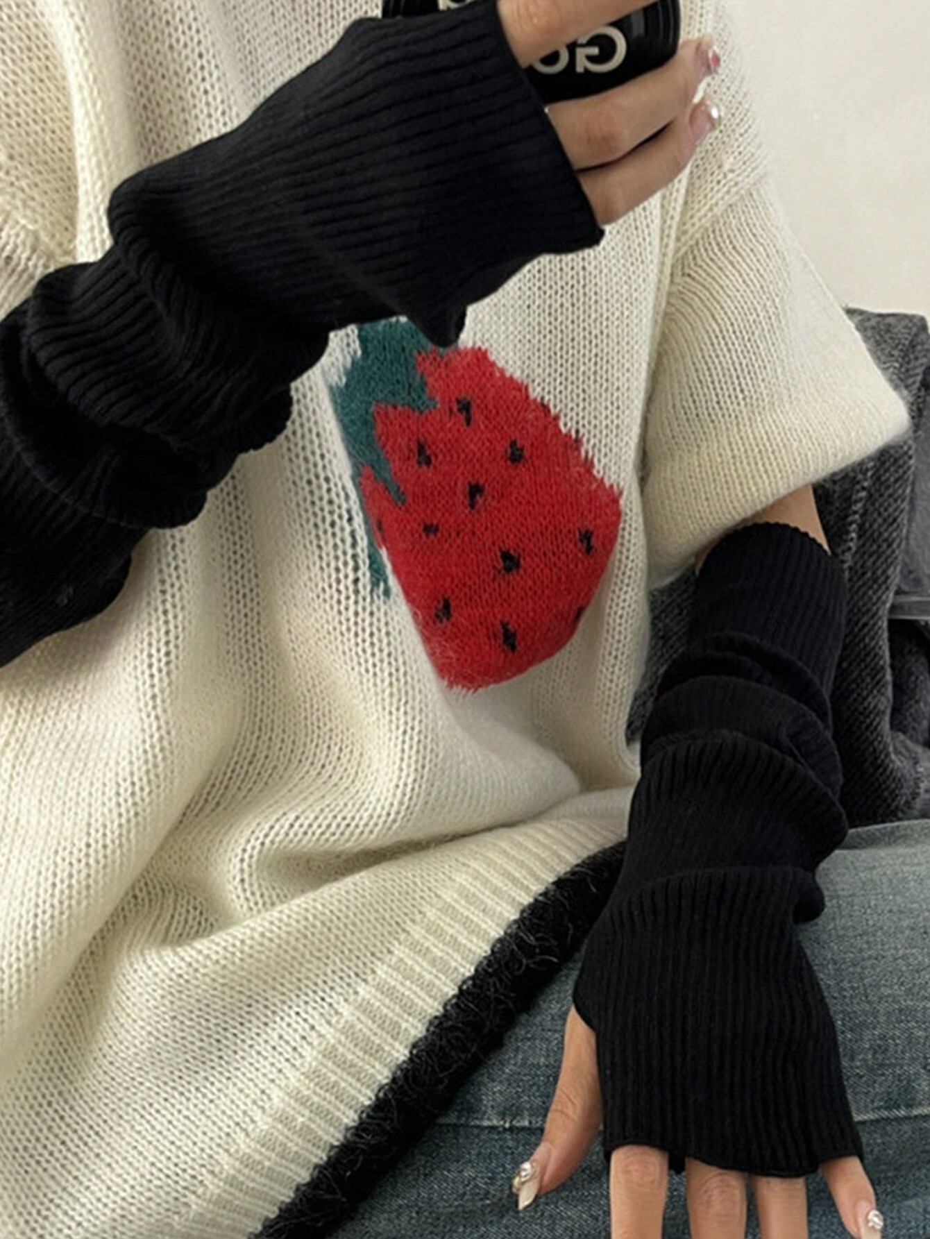 Black Fingerless Knitted Glove - Fingerless Glove Knit recensione e prezzo