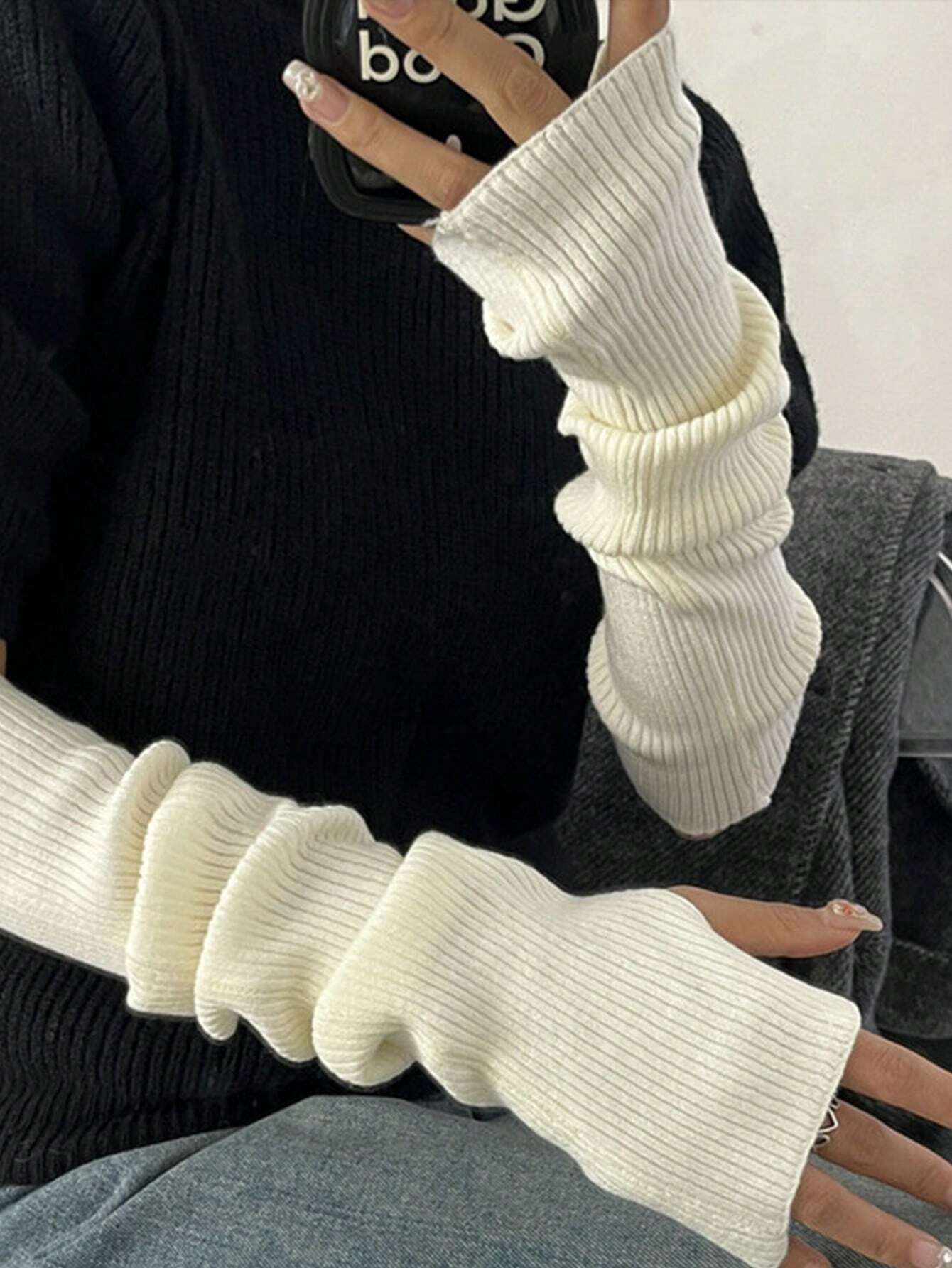 Black Fingerless Knitted Glove - Fingerless Glove Knit recensione e prezzo