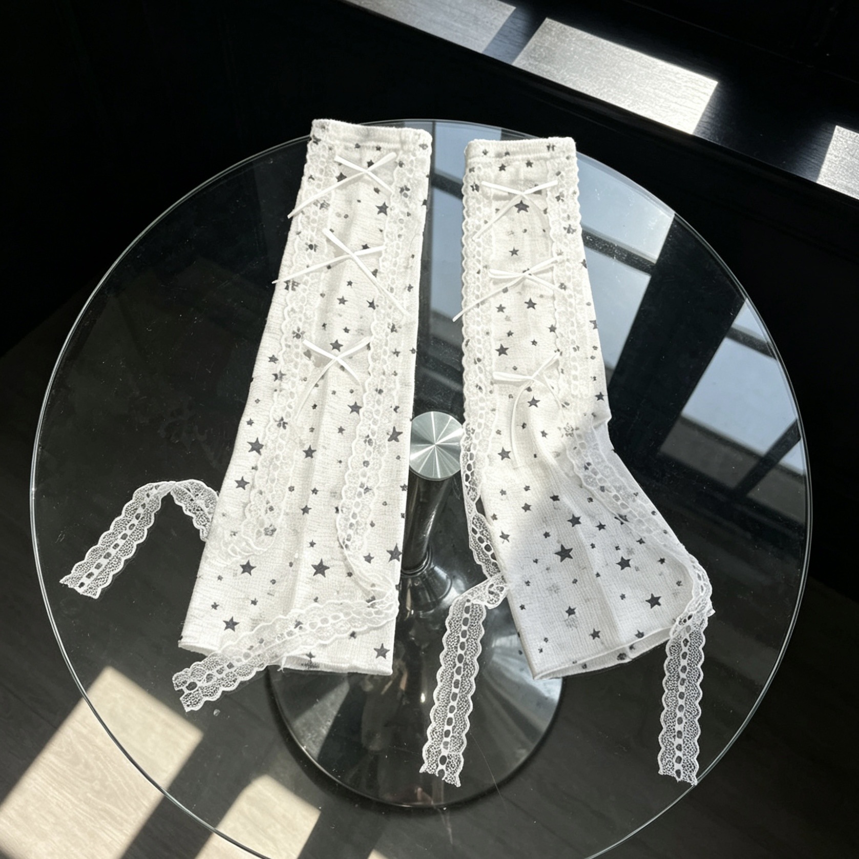 Kawaii Star Print Lace Arm Sle - Fingerless Glove Knit recensione e prezzo