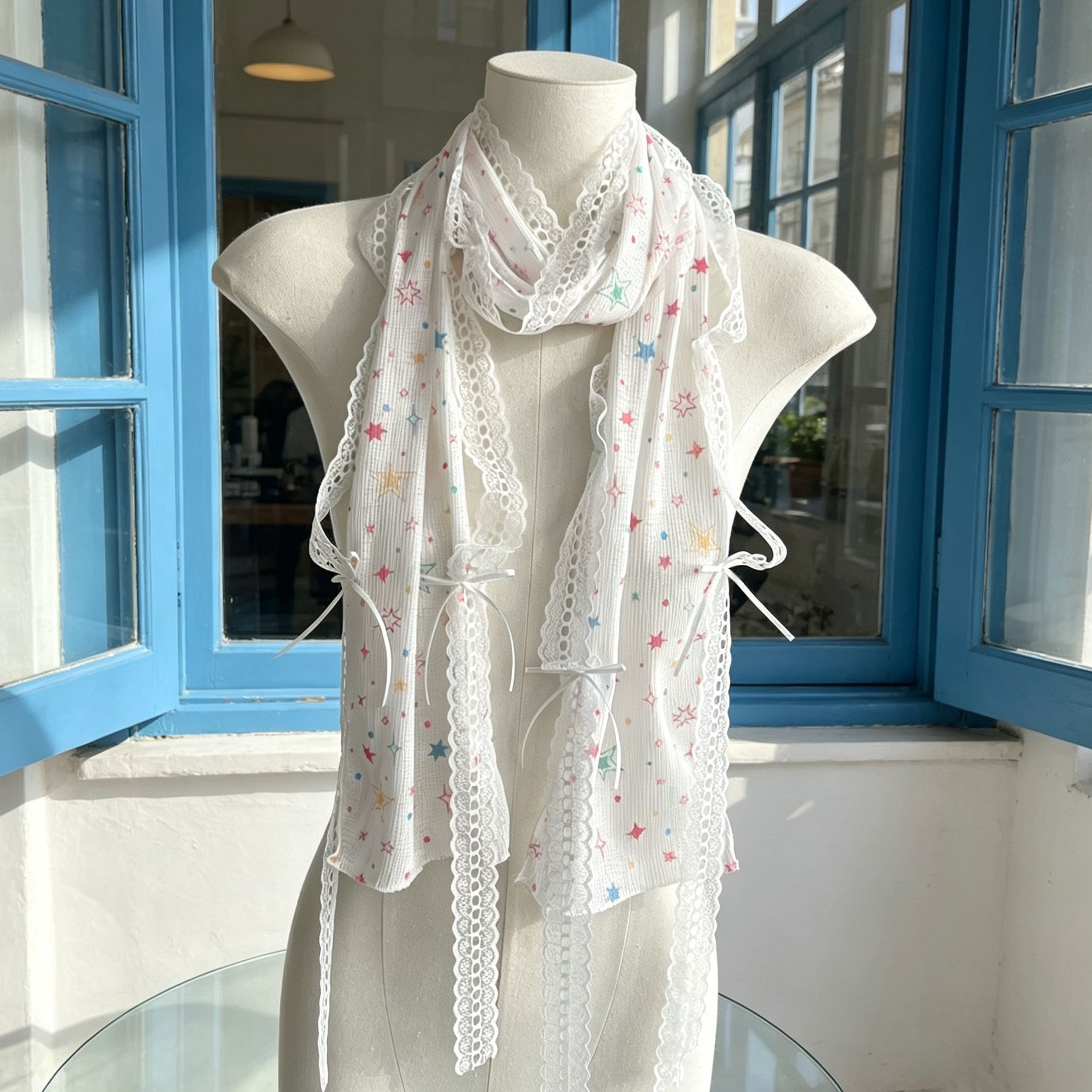 Kawaii Star Print Lace Arm Sle - Fingerless Glove Knit recensione e prezzo