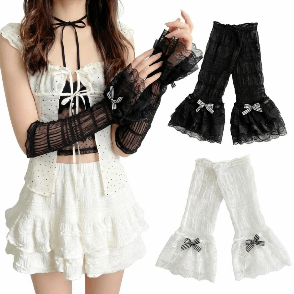 1 Pair Thin Lace Lace Arm Slee - Fingerless Glove Knit recensione e prezzo