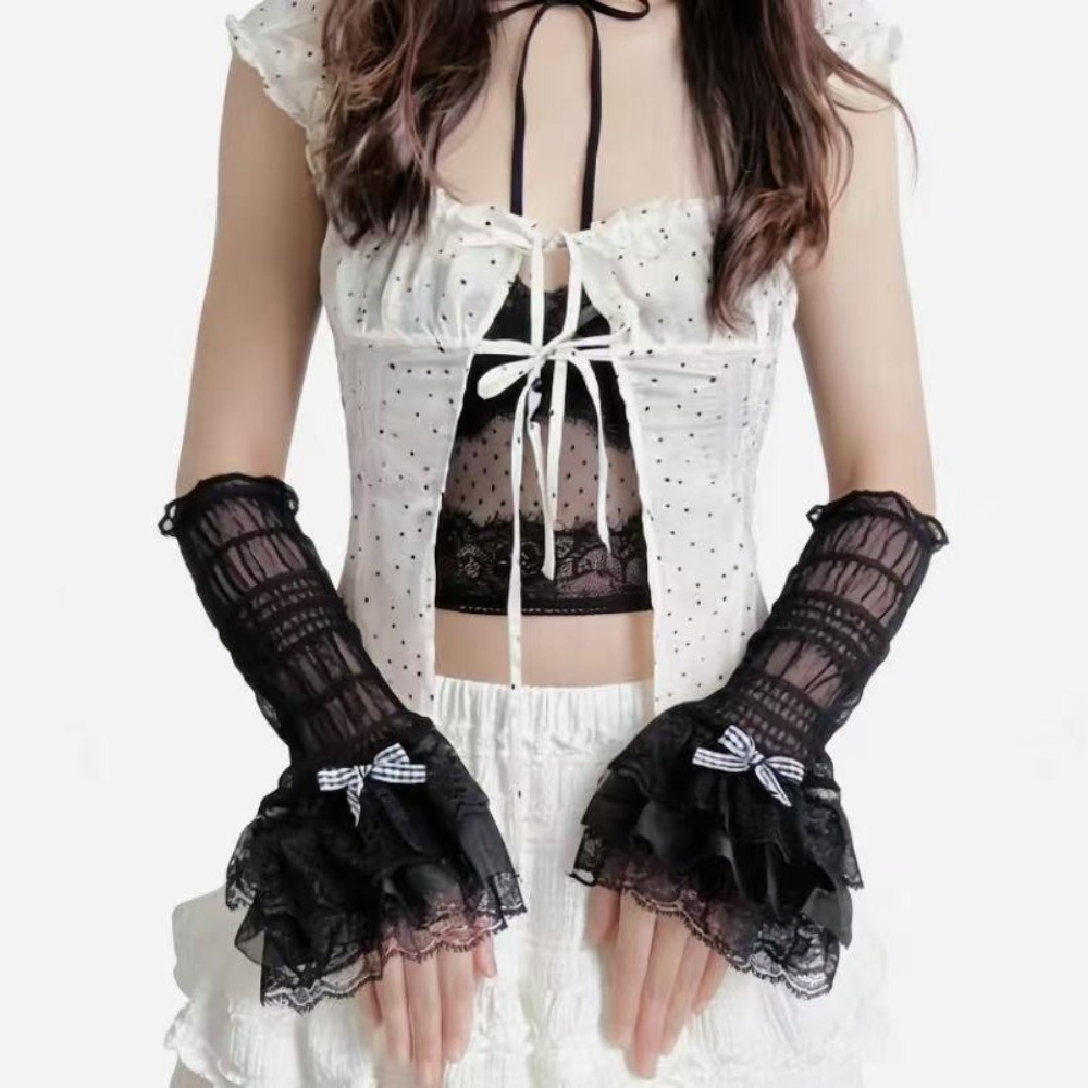 1 Pair Thin Lace Lace Arm Slee - Fingerless Glove Knit recensione e prezzo