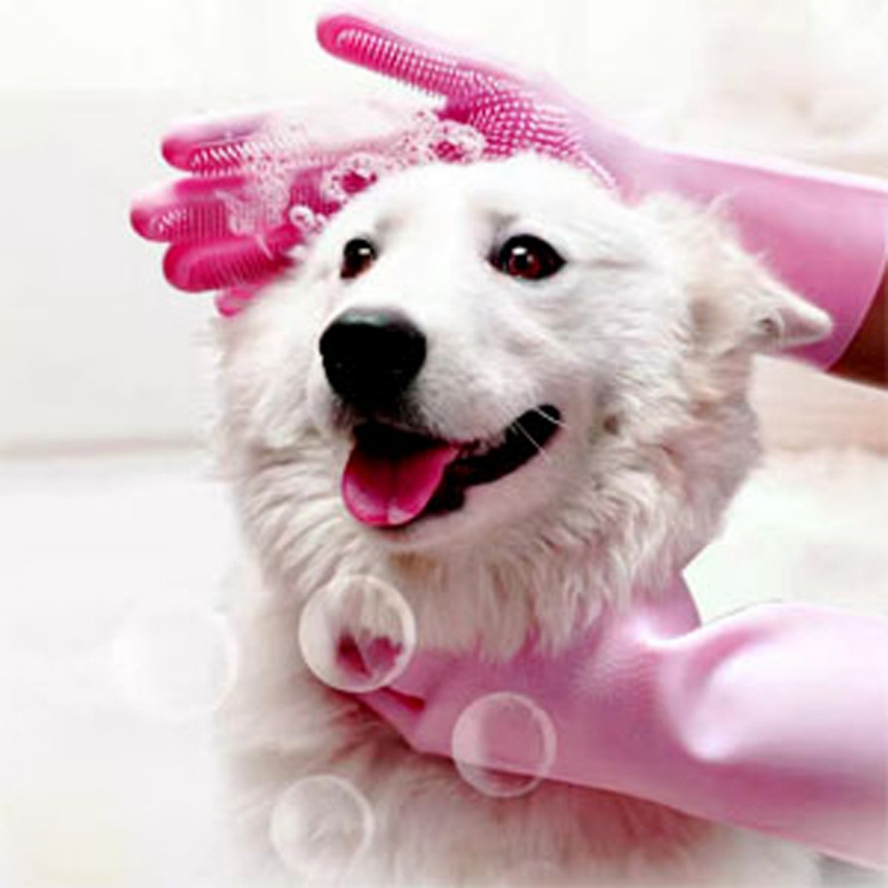 Pet Grooming Gloves for Dogs A - Rubber Glove Cleaning recensione e prezzo