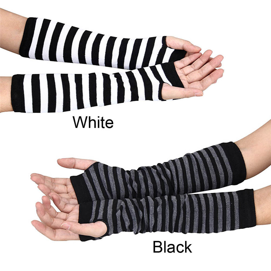 Women Long Sleeve Gothic Strip - Fingerless Glove Knit recensione e prezzo